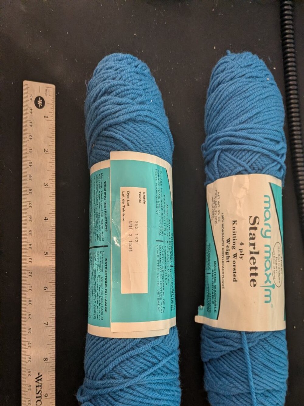Vintage Mary Maxim Starlette Worsted 4 Ply Blue Acrylic Yarn Skeins Lot of 2